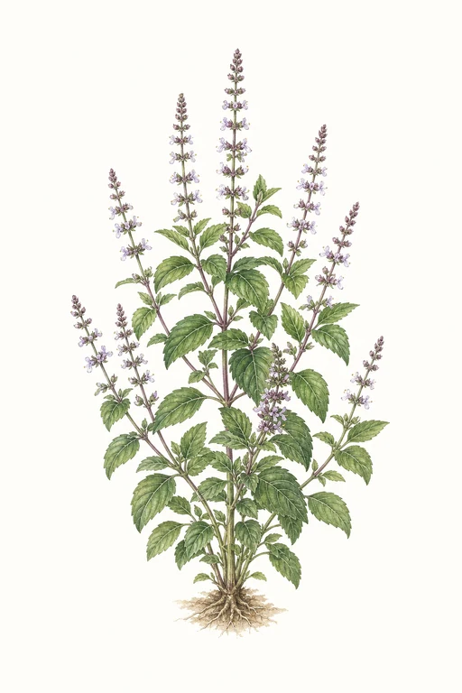 Botanical illustration of Holy Basil