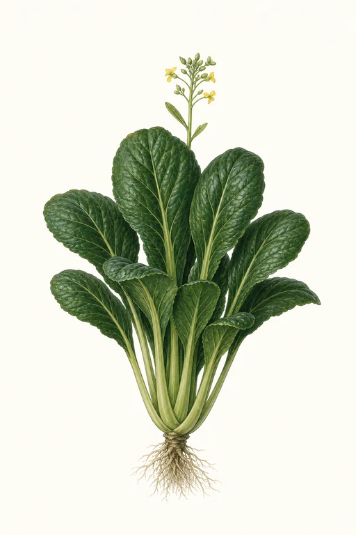 Botanical illustration of Komatsuna 'Green'