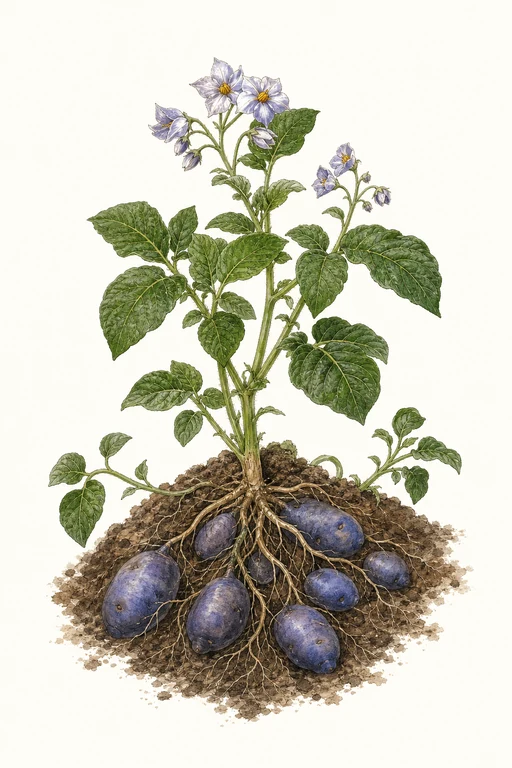 Botanical illustration of Blue Potato