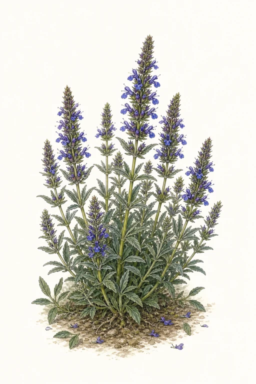 Botanical illustration of True Hyssop