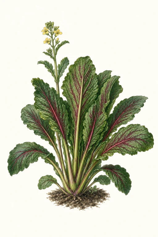 Botanical illustration of Ruby Streaks Mustard