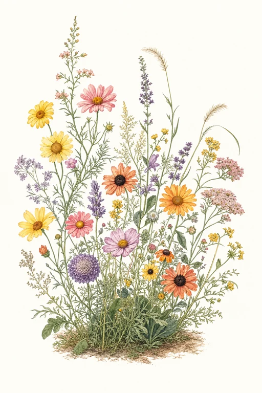 Botanical illustration of Wildflower Bee Garden Mix