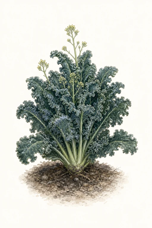 Botanical illustration of Dwarf Blue Curled Scotch