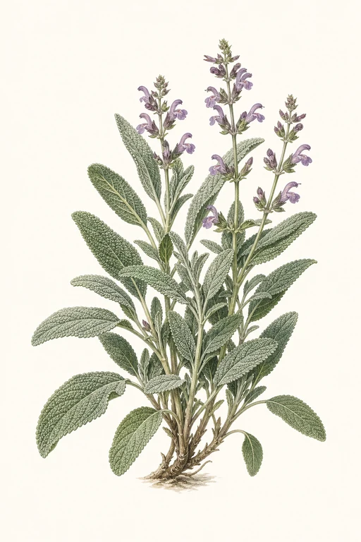 Botanical illustration of Garden sage